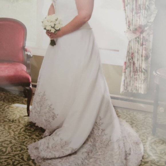 Oleg Cassini 18W Vintage Embroidered Wedding Dress 8CV008 - Picture 14 of 17